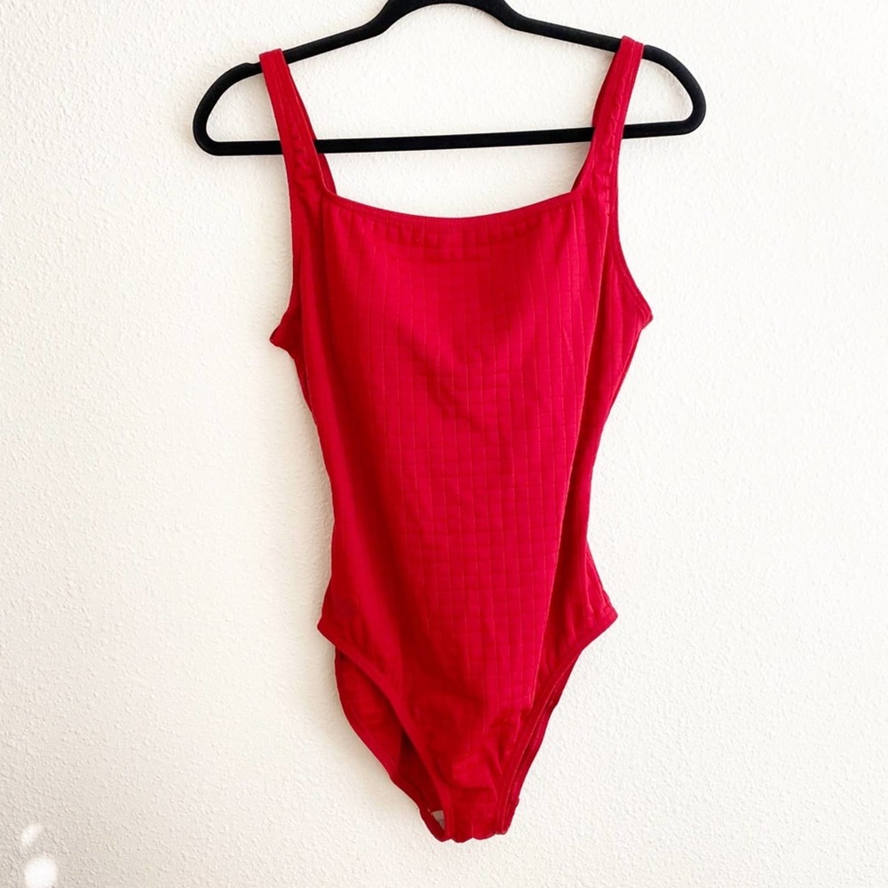 Speedo Textured Square Neck One Piece Swimsuit